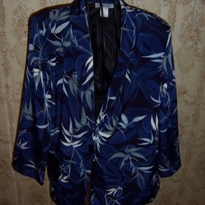 Ladies Blazer with  blue leaf print design